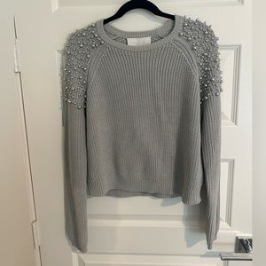 NWT Michelle Mason Faux Pearl-embellished Cotton Sweater